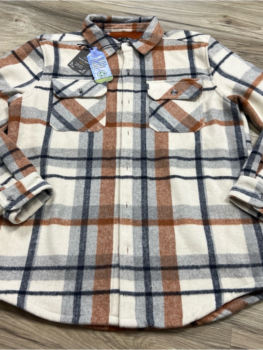 Point Zero Gold Black Label Fleece Button Shirt Jacket Plaid Men Medium 7564491